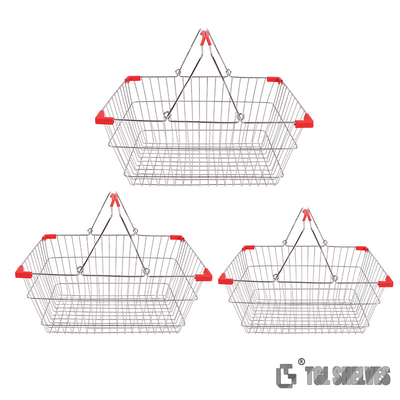 25L Capacity Chrome Shopping Basket , Supermarket Carry Basket ISO Certificates