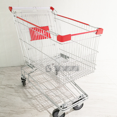 210 Liters Shopping Cart Trolley Supermarket Strong Capacity Silver Galvanized OEM