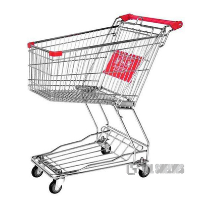 210 Liters Shopping Cart Trolley Supermarket Strong Capacity Silver Galvanized OEM